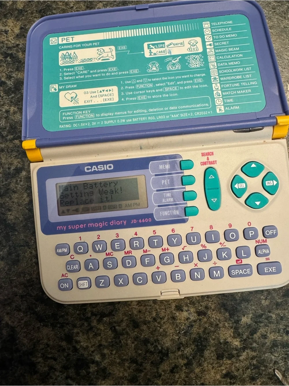 Vintage 1996 Casio My Super Magic Diary Pet Action JD-6600 Electronic Organizer